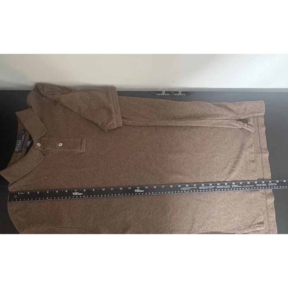 Polo Ralph Lauren Mens‎ Large Brown Heathered Short Sleeve Cotton Polo Shirt L